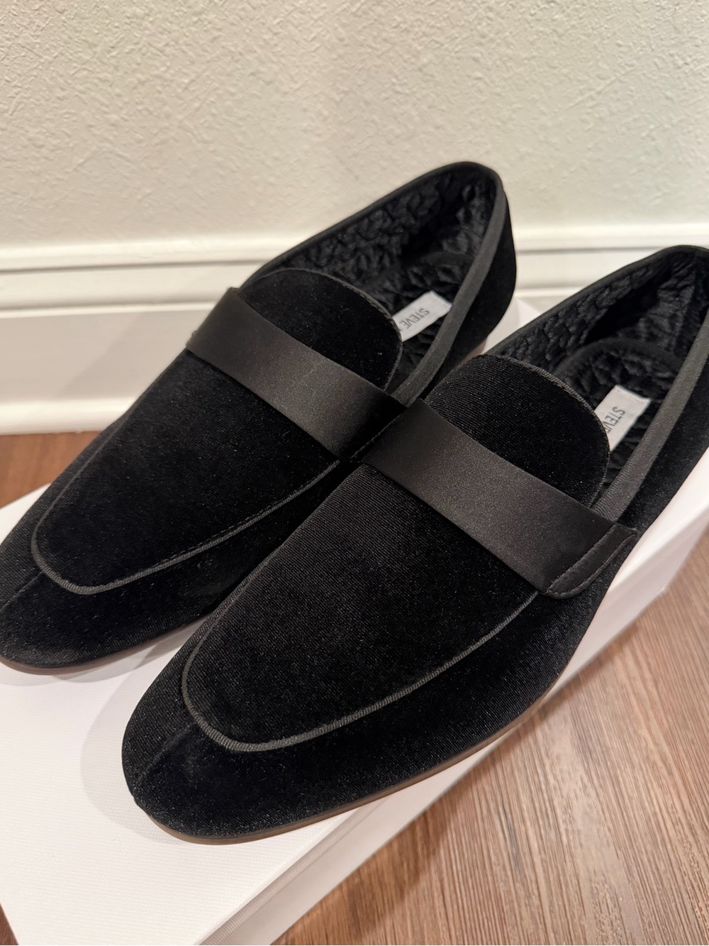 Steve Madden Black Velvet Penny Loafers